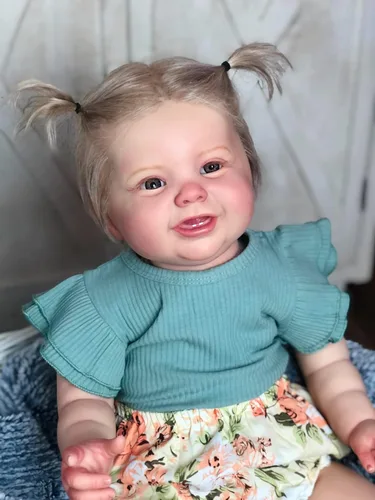 Miniatura 2 de iCradle Adorable muñeca de bebé recién nacida realista de 24 pulgadas, 24.0 in, adorable muñeca de silicona para niños pequeños, muñeca realista