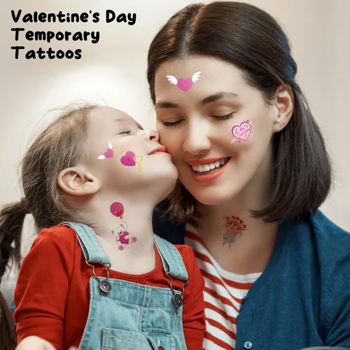 Miniatura 5 de Tatuajes temporales para el día de San Valentín, estilo rosa intenso, tatuajes, decoración del día de los galentinos, recuerdo de fiesta, caramelo