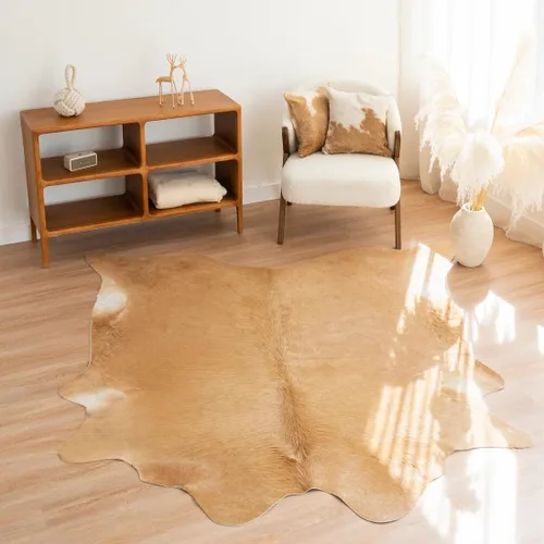 Miniatura 7 de ecowhides Palomino - Alfombra brasileña de piel de vacuno, piel de vaca para el hogar, sala de estar (XXL) 8 x 7 pies