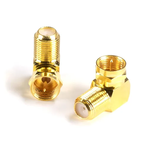 THE CIMPLE CO Conectores de cable coaxial de 90 grados dorados para montaje en ángulos, esquinas y equipos, adaptadores tipo F en ángulo recto para