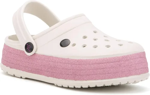 Olivia Miller Zapatos para niños, Pink Skies Collide Glitter Slip-On Niñas Zuecos Plataforma Slide Sandalias