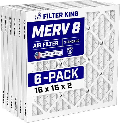 Miniatura 334 de Filter King Filtro de aire 6x12.25x1 Paquete de 6 Filtros plisados MERV 8 HVAC para horno A/C HECHO EN EE. UU. Tamaño real: 6 x 12.25 x .75