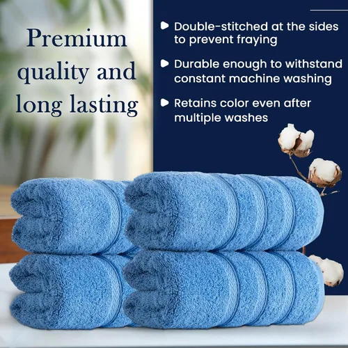 Miniatura 5 de HALLEY Paquete de 4 toallas de mano turcas de alta calidad (4 piezas) de 650 GSM, altamente absorbentes, súper suaves, 100% algodón, 4 toallas