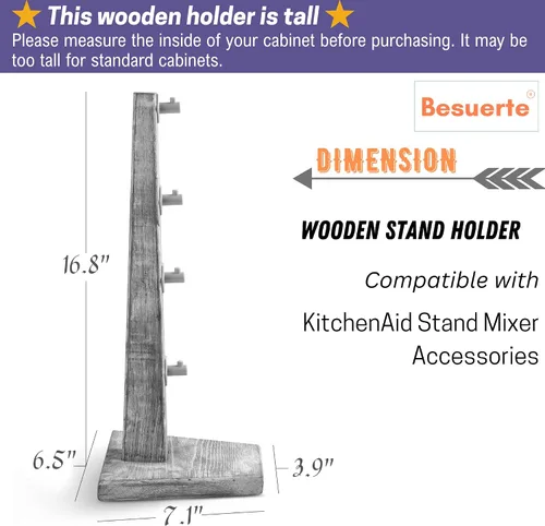 Miniatura 2 de Soportes de Madera para Accesorios de Batidora de Pie, Compatible con Accesorios de Mezcladora KitchenAid, Organizador de Accesorios de Cocina