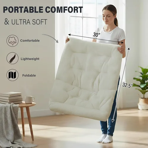 Miniatura 9 de Tiita Silla Cómoda Plegable, Silla de Acento Plegable de Gran Tamaño de Piel Sintética Suave, Silla de Descanso Perezosa para Niños, Adolescentes
