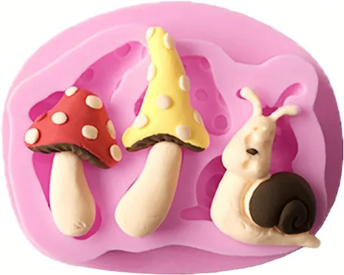 Miniatura 3 de 2 moldes de silicona de grado alimenticio para tartas de hongos, caracoles, moldes de silicona flexible, fondant, dulces, glaseado, decoración