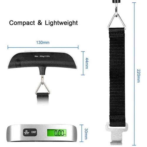 Miniatura 2 de Báscula digital de equipaje, báscula digital portátil para colgar, báscula digital de equipaje colgante de 110 libras con retroiluminación