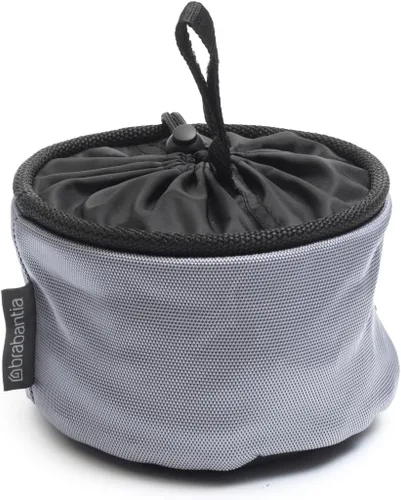 Brabantia Bolsa de almacenamiento compacta con lazo para colgar y cordón de cierre (gris) Organizador de ahorro de espacio para alfileres de ropa,