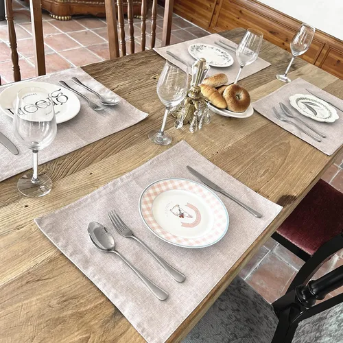 Miniatura 3 de WAZAIGUR Juego de 4 manteles individuales tejidos de tela, lavables, antideslizantes, para mesa de comedor, manteles individuales para mesa de Beige