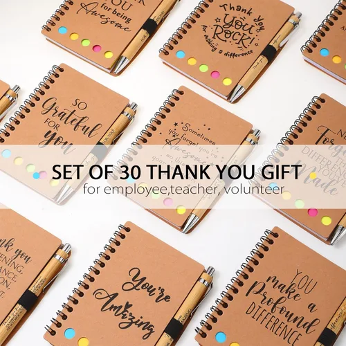 Miniatura 7 de Honoson Juego de 10 cuadernos inspiradores a granel con notas adhesivas y bolígrafo de bambú, regalos de agradecimiento para profesores, enfermeras