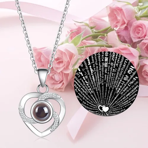 Miniatura 2 de Forever Rose with I Love You Heart Necklace 100 Languages Projection, Birthday Gifts for Women, Romantic Valentine Gifts for Girlfriend Wife Mom