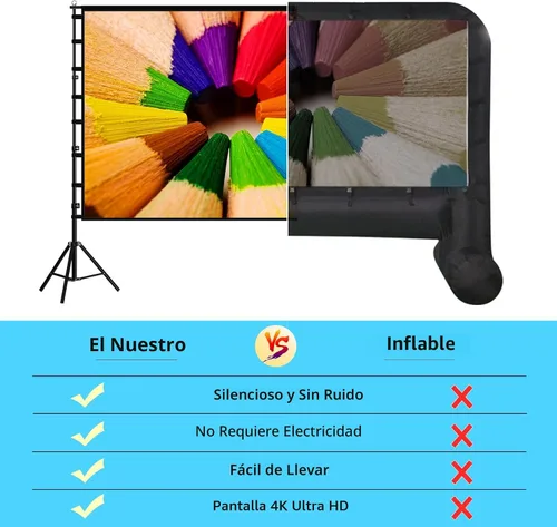 Miniatura 2 de TOWOND Pantalla de proyección con soporte, pantalla de proyección al aire libre de 180 pulgadas, pantalla de proyección grande de 15 pies, pantalla