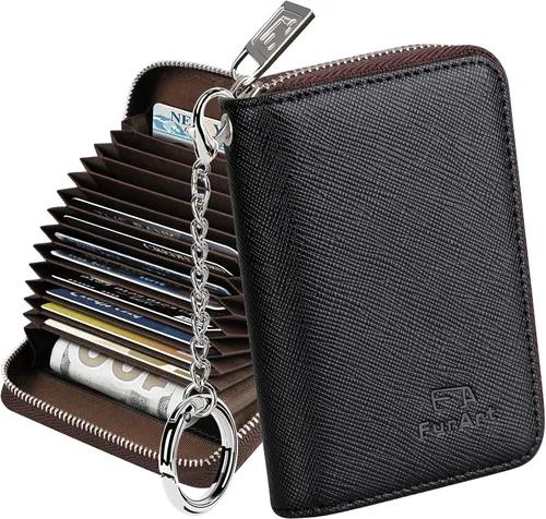 Miniatura 23 de FurArt Cartera con Cremallera para Mujeres, Cartera con Bloqueo RFID para Tarjetas de Crédito, Portador de Tarjetas de Presentación, Cartera Llavero