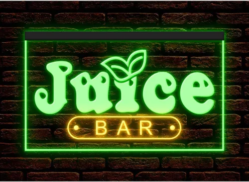 Miniatura 5 de 110034 OPEN Juice Bar Cafe Apple Orange Fruit Shop Display LED Letrero de neón con luz LED (12 x 8 pulgadas, morado)