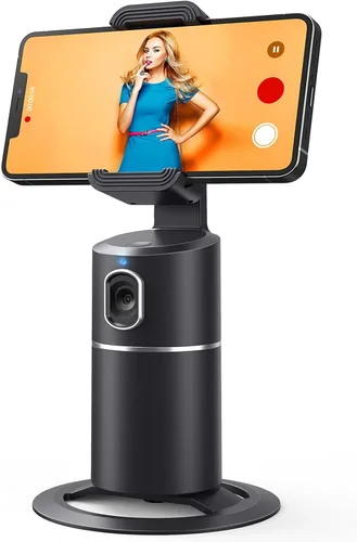 camrola Soporte de teléfono de seguimiento facial automático, no requiere aplicación, rotación de 360°, trípode de seguimiento de teléfono facial,