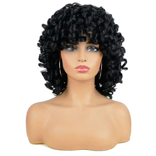 Miniatura 2 de Pelucas rizadas cortas y sueltas para mujeres negras, peluca afro para mujeres negras, peluca rizada para mujeres, pelucas sintéticas para mujeres