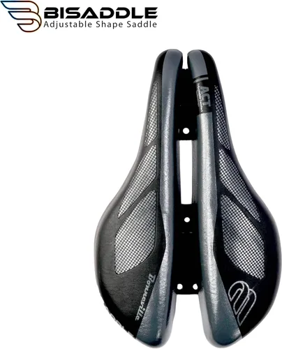 Miniatura 12 de BiSaddle SRT 2.0 - Sillín de bicicleta ajustable sin nariz con rieles de titanio, ajuste personalizado, cómodo, negro con detalles grises