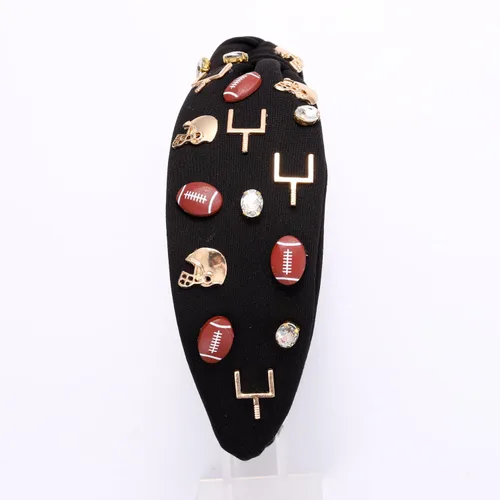 Miniatura 4 de Diadema de fútbol para mujer, accesorios de fútbol con cuentas de diamantes de imitación, diadema anudada con cristales adornados para el día