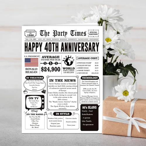 Miniatura 6 de Missonemi Tarjeta de regalo de 40 aniversario para mujeres y hombres, tarjeta jumbo de 40 aniversario de boda, ideas de regalo para abuelo, abuela