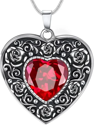 Fanery sue Heart Locket Necklace That Holds 2 Pictures for Women Girls, Silver Rose Sunflower Custom Photos Necklaces Personalized Lockets Necklace