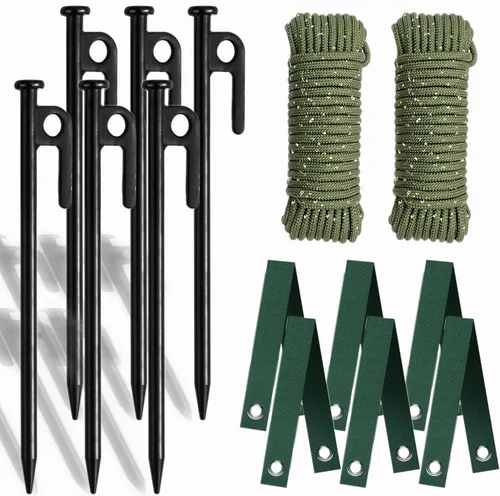 Miniatura 8 de Kits de estacas para árboles, estacas y soportes para árboles para protección contra huracanes y mal tiempo, incluye 3 estacas de acero en espiral