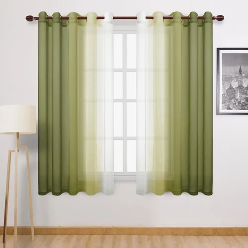 Miniatura 37 de DWCN Cortinas Transparentes de Lino Sintético Negro Degradado Ombré - Cortinas Semi Transparentes de Gasa con Ojales en la Parte Superior