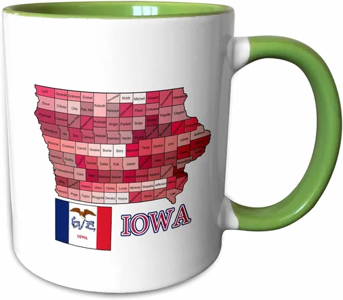 Miniatura 8 de 3dRose Flag And Map Of Iowa Showing All The Counties In Multicolor 11oz Two-Tone Black Mug