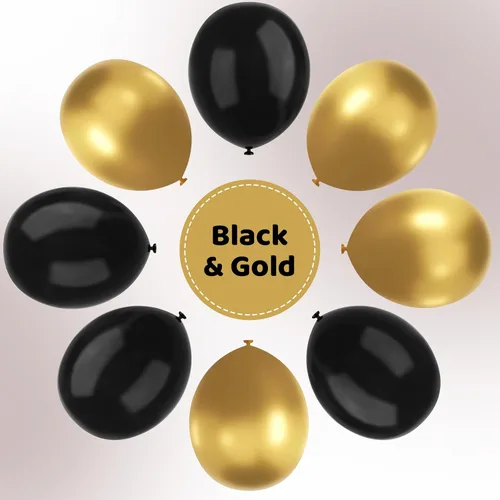 Miniatura 3 de YMSZ Globos negros y dorados, 67 globos metálicos dorados y negros de 12 pulgadas para cumpleaños, jubilación, graduación, decoración de fiesta