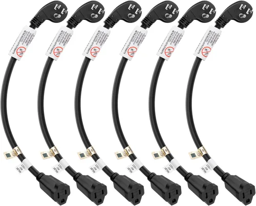 Miniatura 10 de FIRMERST 1875W Cable de extensión de enchufe plano de perfil bajo 1 pie 14AWG 15A Blanco