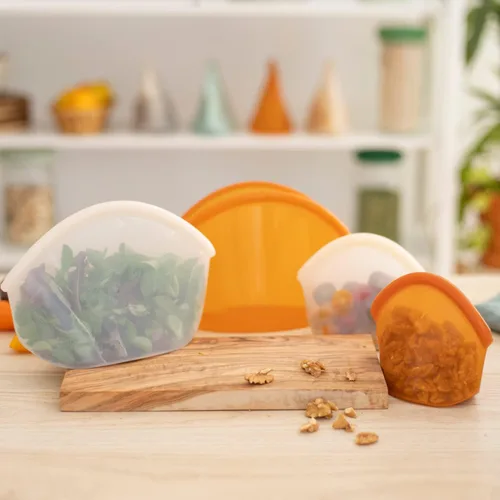 Miniatura 4 de Food Huggers Hugger Bags - Bolsa reutilizable de silicona para almuerzo y aperitivos Almacenamiento duradero, sin BPA, apta para lavavajillas