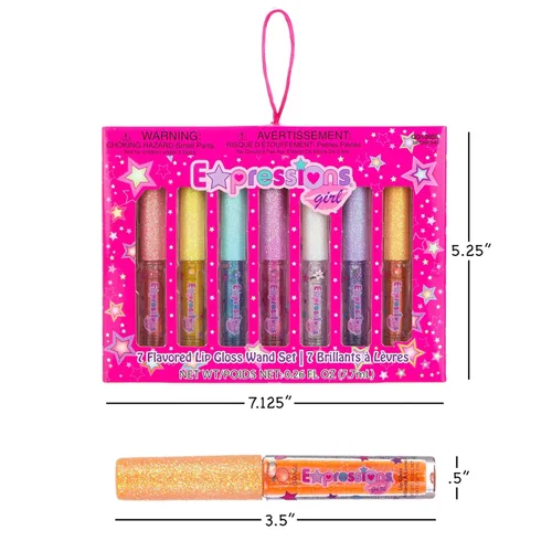 Miniatura 5 de Juego de 7 brillos de labios con sabor a fruta, brillo de labios en varios sabores afrutados, maquillaje no tóxico para niños y adolescentes