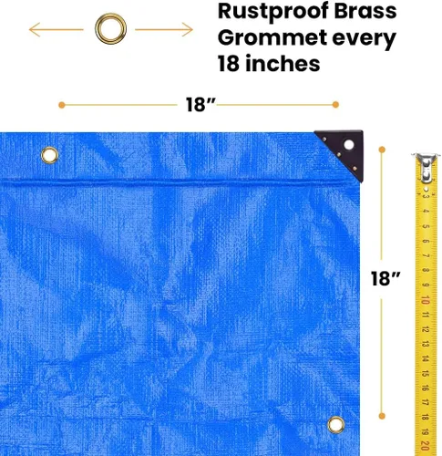 Miniatura 4 de WHITEDUCK Lona de polietileno súper resistente de 16 mil de grosor, 12 x 16 pies, impermeable, 100% resistente a los rayos UV, a prueba de Azul- 16