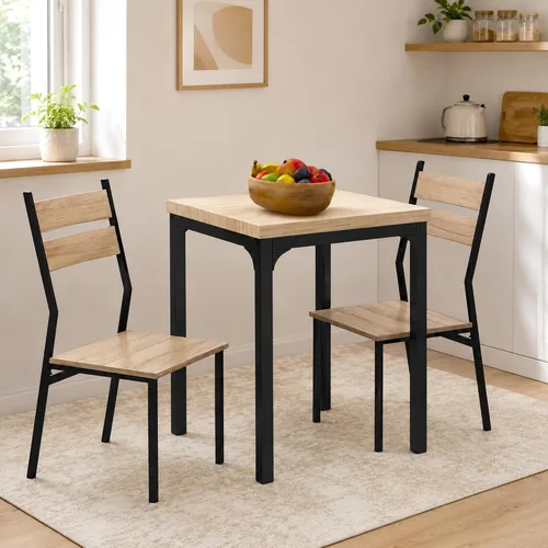 HOMCOM Juego de mesa de comedor de 3 piezas para 2, mesa y sillas de cocina modernas, juego de comedor para desayunar, espacio pequeño, apartamento,