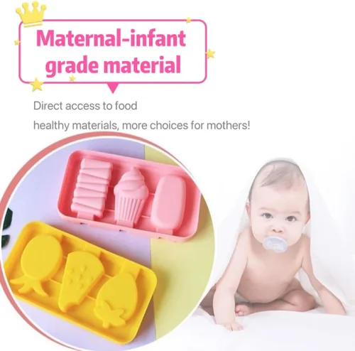 Miniatura 3 de Juego de 3 moldes de silicona para cubitos de hielo para niños pequeños y niños, bandeja de hielo de grado alimenticio sin BPA, molde casero para 3
