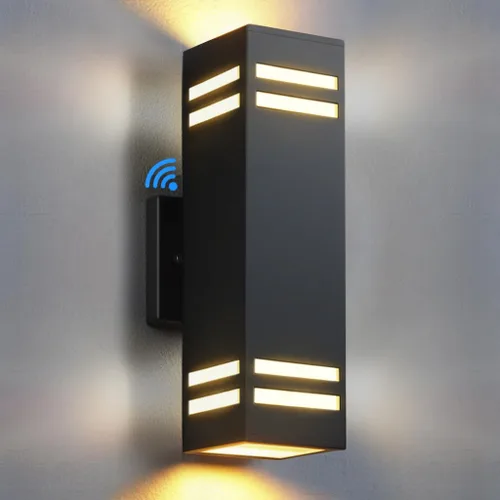 Miniatura 12 de SHIMR Luces de pared para exteriores modernas al atardecer al amanecer, aplique exterior cuadrado negro mate con bombillas incluidas, iluminación