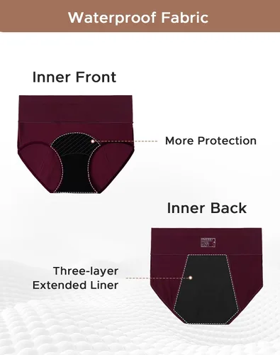 Miniatura 5 de INNERSY Ropa interior de época para mujer, a prueba de fugas, de cintura alta, bragas menstruales de algodón, paquete de 3