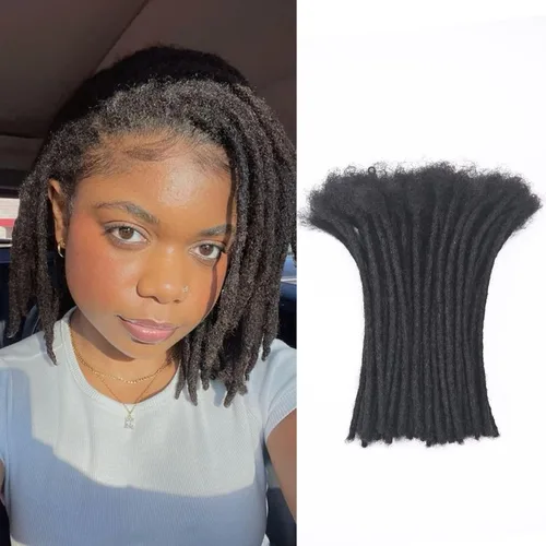 Miniatura 48 de Extensiones Loc de 10 pulgadas de grosor de cabello humano de 10 pulgadas, 10 hebras, extensiones de rastas de cabello humano para mujeres