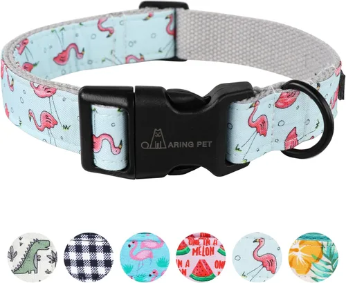 Aring Pet Collar de algodón, ligero y ajustable, con hebilla de liberación rápida para perros pequeños, medianos y grandes, para cachorros, S,
