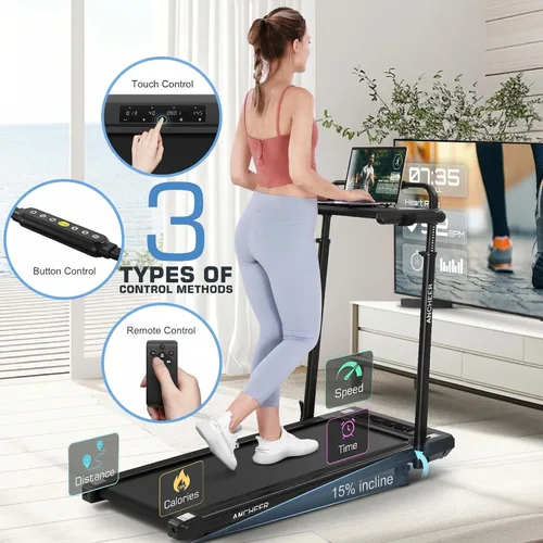 Miniatura 7 de Walking Pad Treadmill Desk with Handle Bar&Adjustable Height, 3.5HP Ultra-Quiet Under Desk Treadmill, 15% Incline, 7.5 MPH Speed, 450 LBS Capacity
