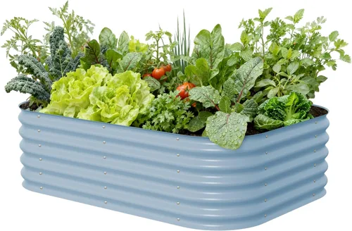 Miniatura 9 de Kits de cama de jardín elevada de Vego Garden Aluzinc, cama de plantación elevada de metal modular de 17" de alto, 6 en 1 para verduras, flores