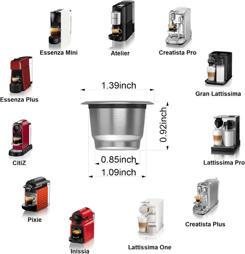 Miniatura 5 de Cápsulas reutilizables para Nespresso OriginalLine – Cápsulas de café recargables, tazas de acero inoxidable compatibles con máquina Nespresso