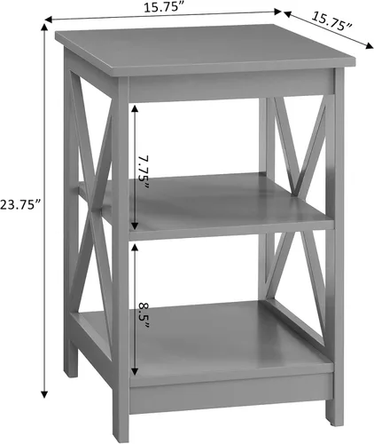 Miniatura 3 de Convenience Concepts Oxford Mesa Auxiliar 15.75" - Mesa Moderna de Sala de Estar con Estantes de Almacenamiento, Mesa Auxiliar de Noche Transicional