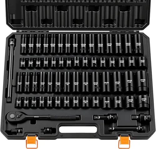 Miniatura 12 de VEVOR Impact Drive - Juego de llaves de vaso de 1/2 pulgada, 19 piezas SAE, surtido de enchufes estándar, (3/8 pulgadas a 1-1/2 pulgadas) enchufes