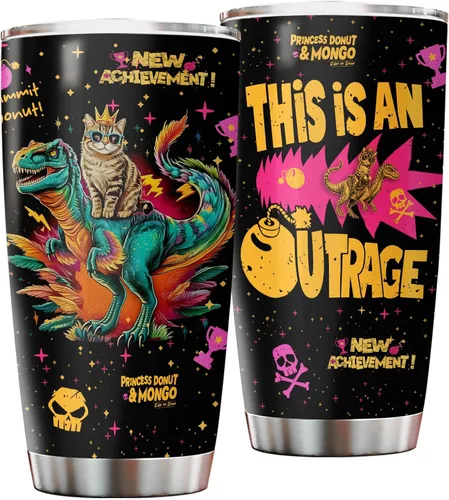 Vaso de viaje con diseño de dragón y gato de acero inoxidable, con aislamiento, para amantes de los libros, divertido regalo para hombres y mujeres,