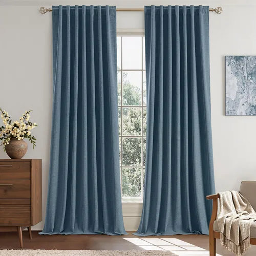 Miniatura 10 de EMEMA - Cortinas opacas de lino color beige, 72 pulgadas de largo, 2 paneles para dormitorio o sala de estar, con aislamiento térmico, 100%