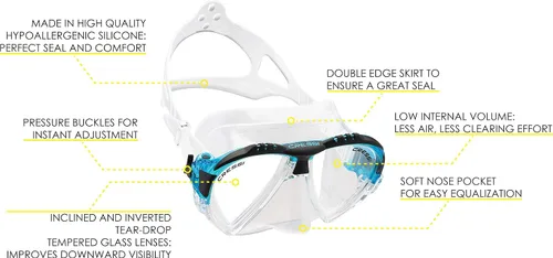 Miniatura 2 de Equipo de buceo de alta gama para adultos Rondinella & Matrix & Tao Dry fabricado por Cressi: calidad desde 1946 Aguamarina (Aquamarine)