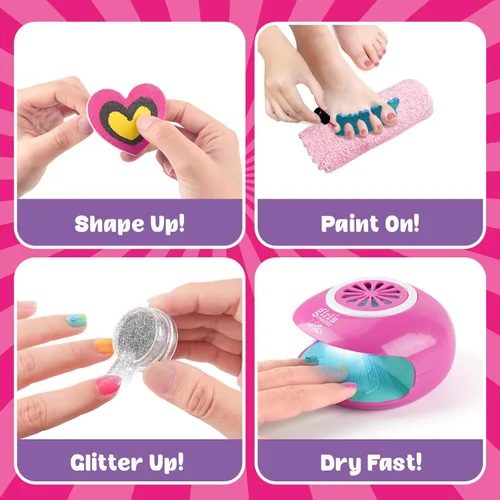 Miniatura 5 de Auntyfey Kit de día de spa para niñas, kit de spa para niñas de 6 a 8 a 10 a 12 años, manicura y pedicura para niños, kit de spa de pedicura