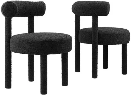 Miniatura 45 de Modway EEI-6705-IVO Toulouse Boucle - Juego de 2 sillas de comedor de tela, color marfil