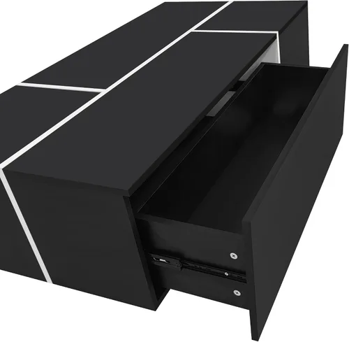 Miniatura 8 de Merax Mesa auxiliar, mesa auxiliar extensible con 2 espacios de almacenamiento ocultos y 2 cajones, mesa central multifuncional con acabado