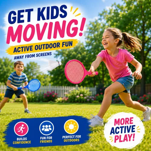 Miniatura 4 de Juego de raqueta de bádminton para niños, niños pequeños con paletas, pelota y pájaro, para estudiantes de jardín de infantes, deportes al aire